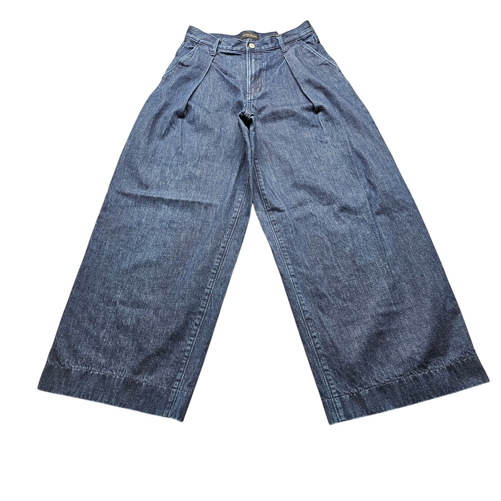 Banana Republic High Rise Relaxed Wide Leg Jeans Womens 28 Blue Pleated Denim